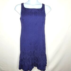 Sara Campbell Ruffle Hem Cocktail Dress Size 16 Textured Pattern Sleeveless